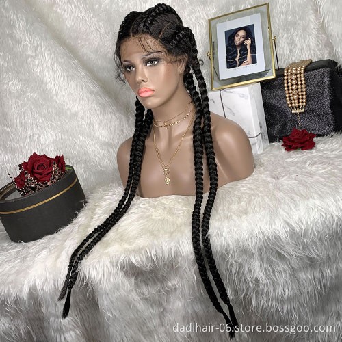 32" Box Braids Wig  Synthetic Front Lace Braiding Wig Baby Hair For Black Women